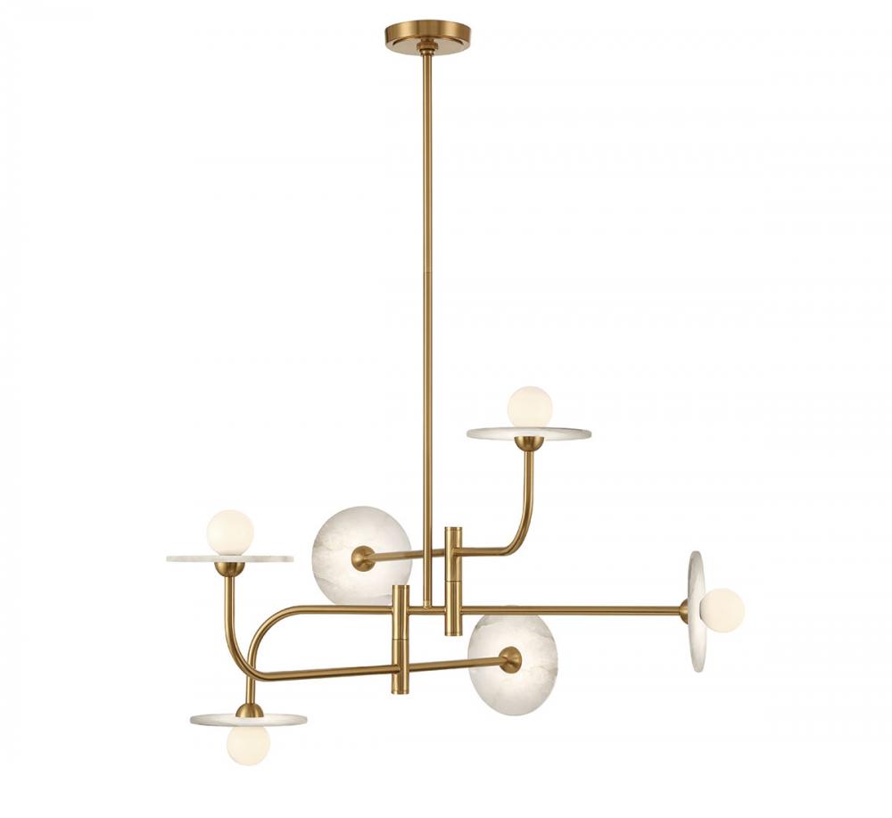 Teramo, 6 Light LED Chandelier, Brushed Brass