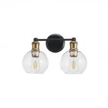 Avista Lighting Inc A3212BKAB - Avista Ash Vanity Wall Light 2-Light Black & Aged Brass