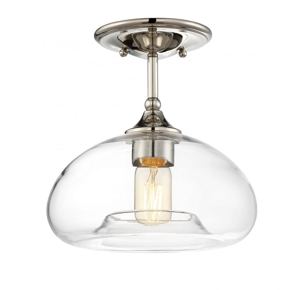 1-Light Ceiling Light in Polished Nickel