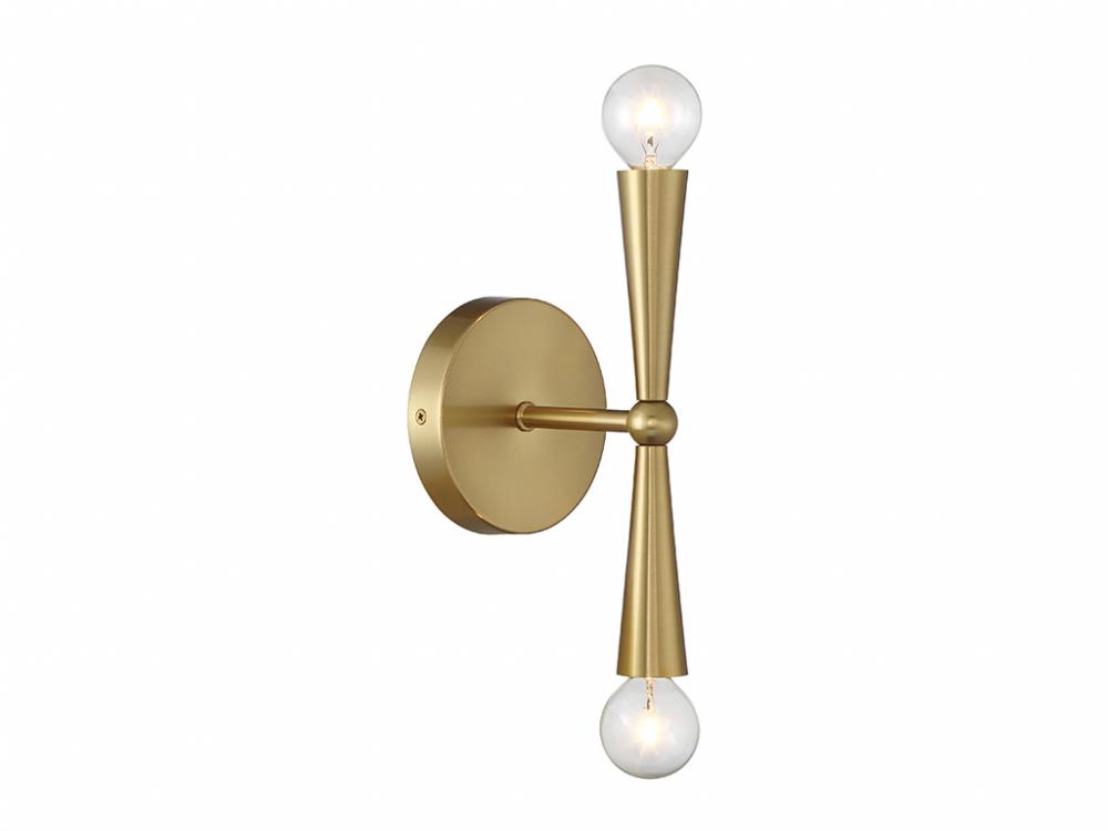 2-Light Wall Sconce in Natural Brass