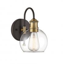 Savoy House Meridian CA M50040ORBNB - 1-Light Outdoor Wall Lantern in Oil Rubbed Bronze with Natural Brass