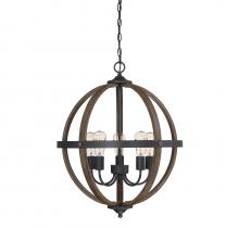 Savoy House Meridian CA M70041WB - 5-Light Pendant in Wood with Black