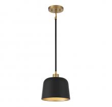 Savoy House Meridian CA M70118MBKNB - 1-Light Pendant in Matte Black with Natural Brass