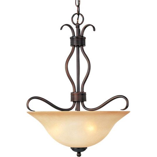 Three Light Oil Rubbed Bronze Wilshire Glass Up Pendant