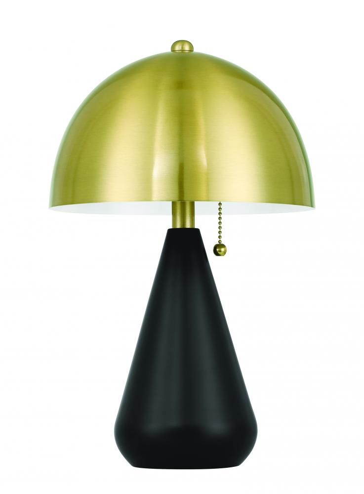 Shelby 2 Light Table Lamp in Flat Black/Satin Brass