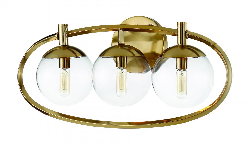 Piltz 3 Light Vanity in Satin Brass