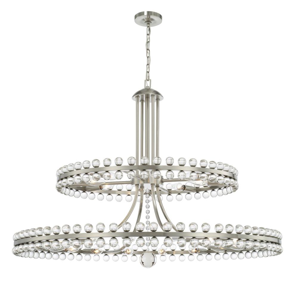 Clover 24 Light Brushed Nickel Two Tier Chandelier