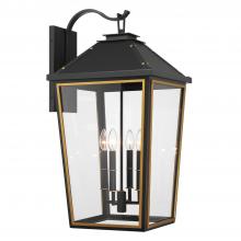 Crystorama HAW-604-MK-TG - Hawkins 4 Light Matte Black + Textured Gold Outdoor Sconce