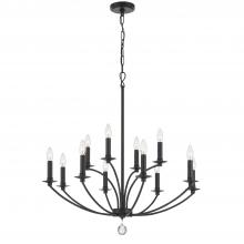 Crystorama MIL-8012-BK - Mila 12 Light Black Chandelier