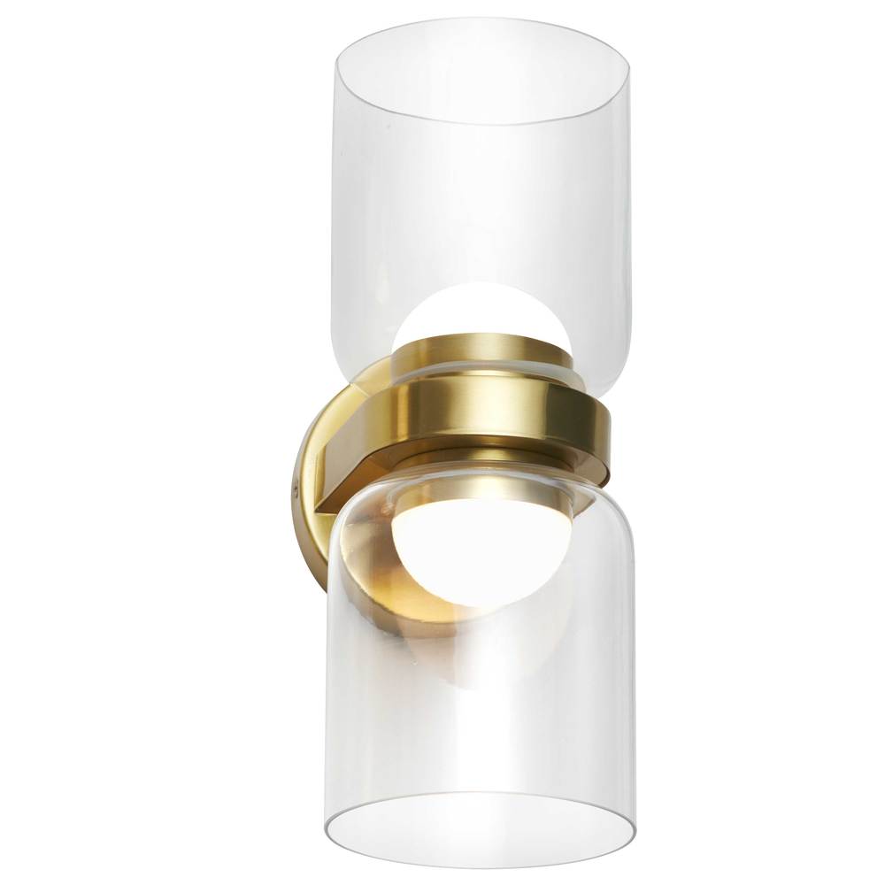 20W Wall Sconce, AGB w/ CLR Glass