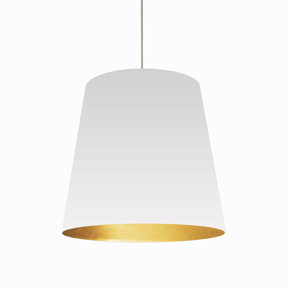 1LT Oversized Drum Pendant,Large - Wht/Gld