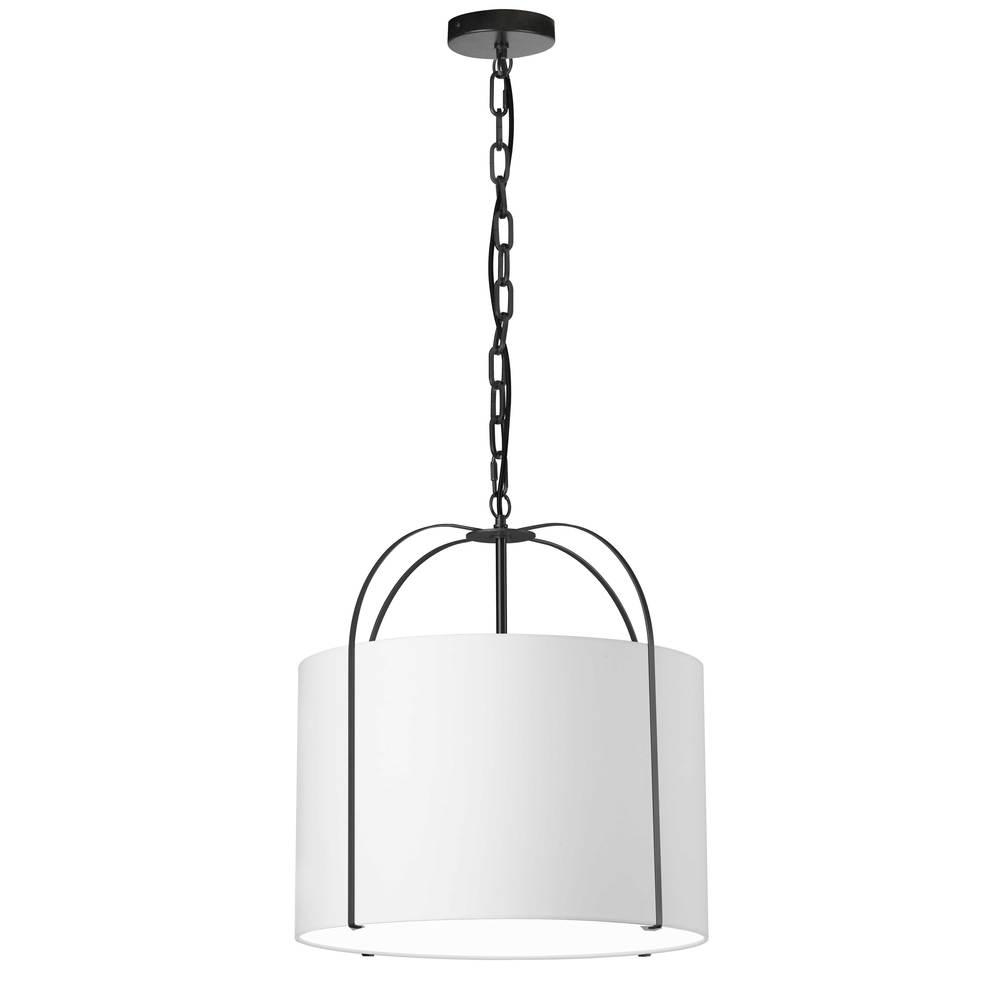 1LT Incandescent Pendant, BK w/ WH Shade