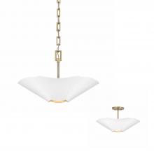 Capital Canada 355442RE - 4 Lt Modern Botanical Dual Mount Pendant in Matte White w/ Painted Matte Brass Interior