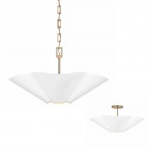 Capital Canada 355443RE - 4 Lt Modern Botanical Dual Mount Pendant in Matte White w/ Painted Matte Brass Interior