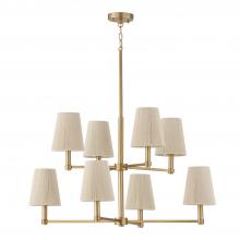 Capital Canada 454581MA - 8-Light Two-Tier Chandelier in Matte Brass with Tapered Bleached Natural Rope Shades