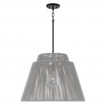 Capital Canada 956311EK - 1-Light Indoor Outdoor Pendant in Matte Black and Hand-wrapped Grey Resin Rope