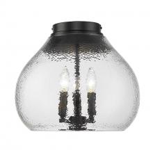 Golden Canada 1094-3FM BLK-HCG - Ariella BLK 3 Light Flush Mount in Matte Black with Hammered Clear Glass Shade