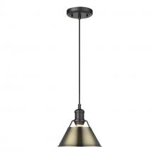 Golden Canada 3306-S BLK-AB - Orwell BLK Small Pendant - 7 in Matte Black with Aged Brass shade