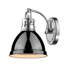 Golden Canada 3602-BA1 CH-BK - Duncan 1 Light Bath Vanity in Chrome with a Black Shade