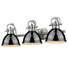 Golden Canada 3602-BA3 PW-BK - Duncan 3 Light Bath Vanity in Pewter with a Black Shade