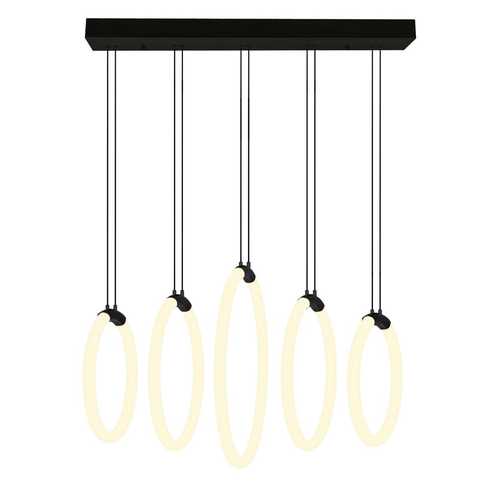 Hoops 5 Light LED Chandelier With Black Finish