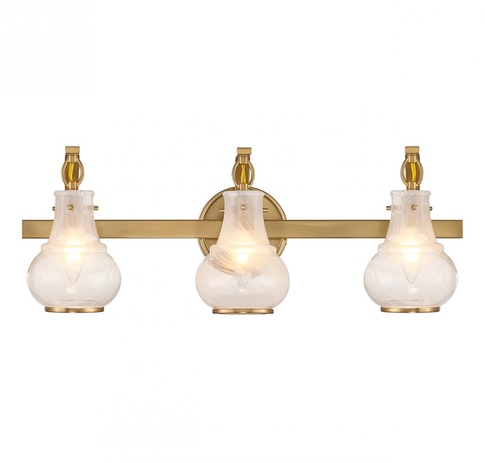 Adams 3-Light Bathroom Vanity Light in Warm Brass