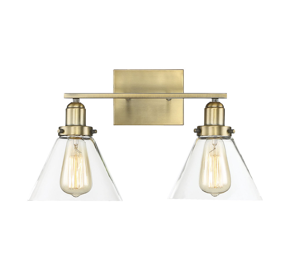 Drake 2-Light Bathroom Vanity Light in Warm Brass