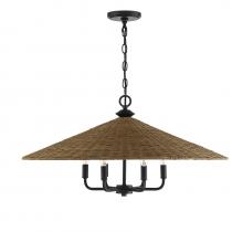 Savoy House Canada 7-7772-6-180 - Eman 6-Light Pendant in Matte Black with Dark Rattan