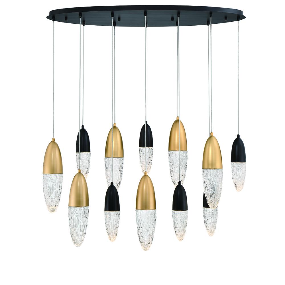 Ecrou 20 Light Chandelier in Mixed Black + Brass