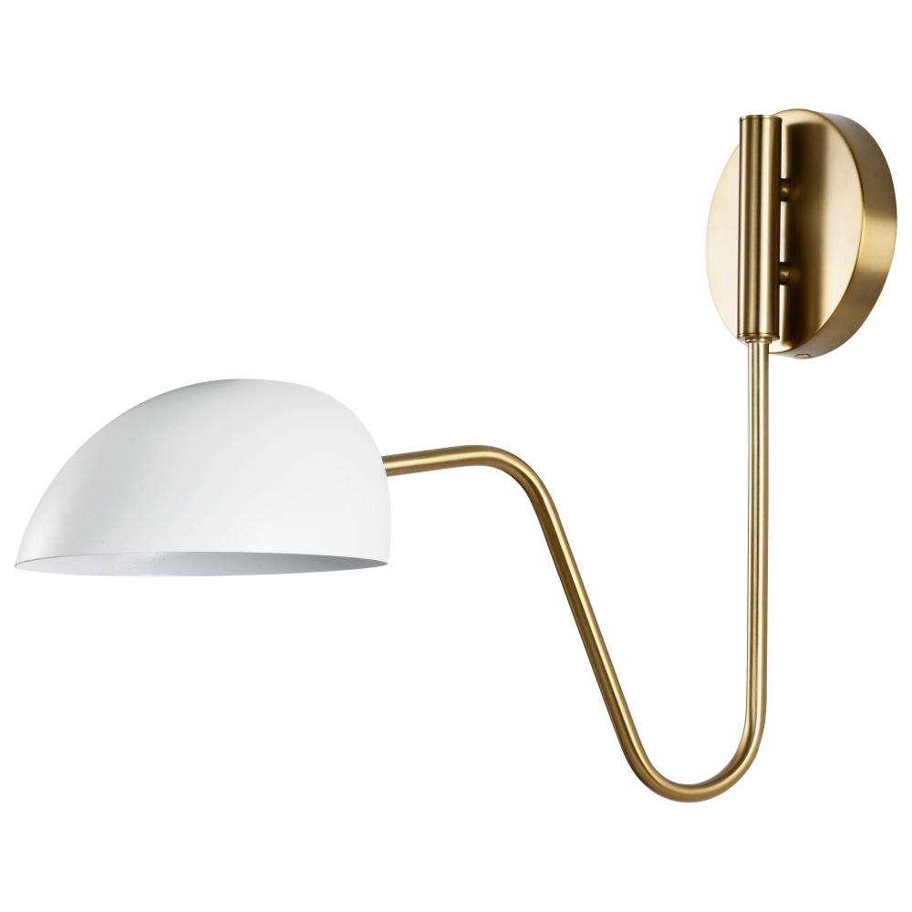 Trilby; 1 Light; Wall Sconce; Matte White with Burnished Brass