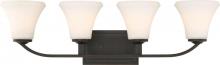 Nuvo 60/6304 - Fawn - 4 Light Vanity with Satin White Glass - Mahogany Bronze Finish