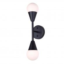 Canarm IWF1125A02BK9 - Arlowe 4.75 in. 2 Light Matte Black Sconce with Flat Opal Glass Shade