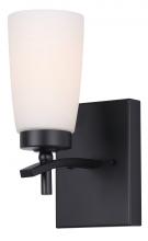 Canarm IVL326A01BK - Portia, IVL326A01BK -G-, MBK Color, 1 Lt Vanity, Flat Opal Glass, 60W Type A, 4.75inch W x 10.25inch