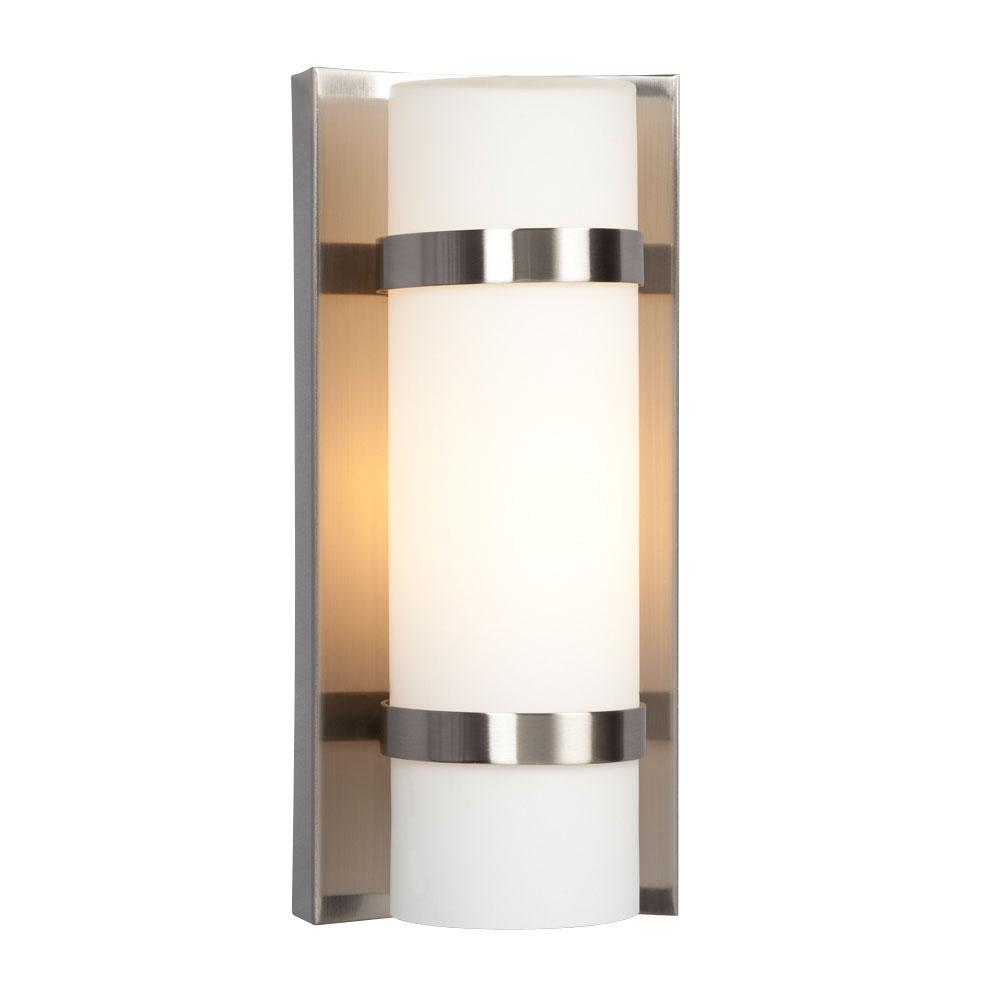 Wall Sconce - in Brushed Nickel finish with Satin White Glass (Suitable for Indoor Use Only)