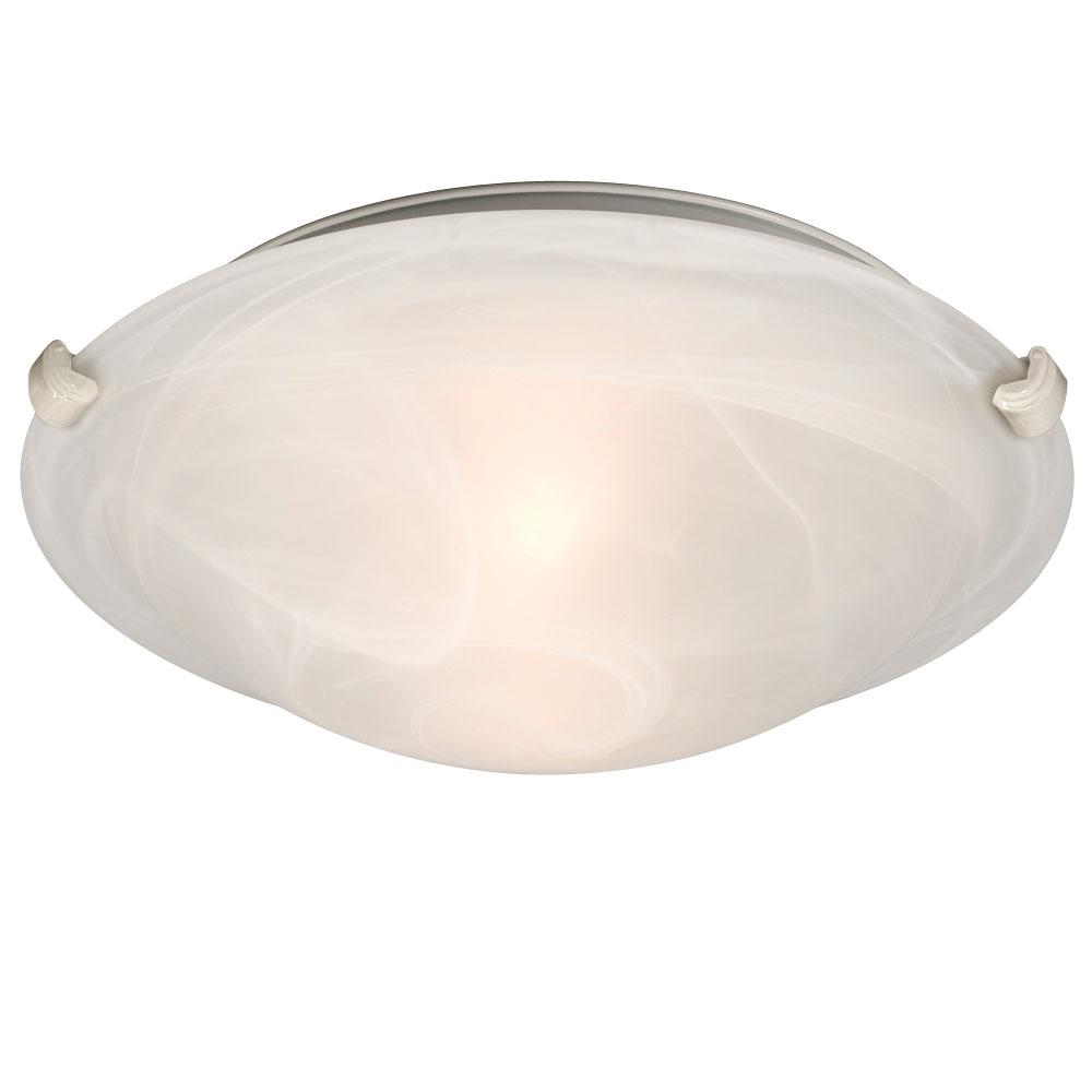 LED Flush Mount Ceiling Light - in White finish with Marbled Glass