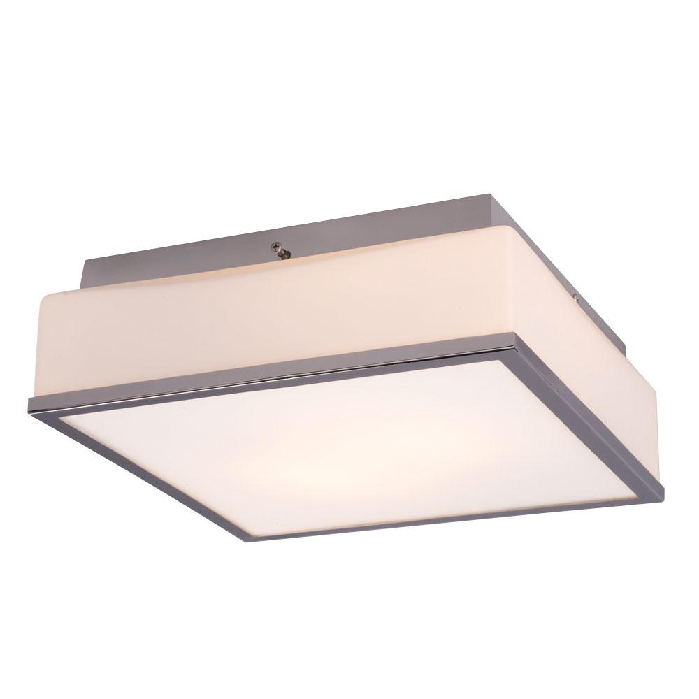 Square Flush Mount Ceiling Light - in Polished Chrome finish with Opal White Glass