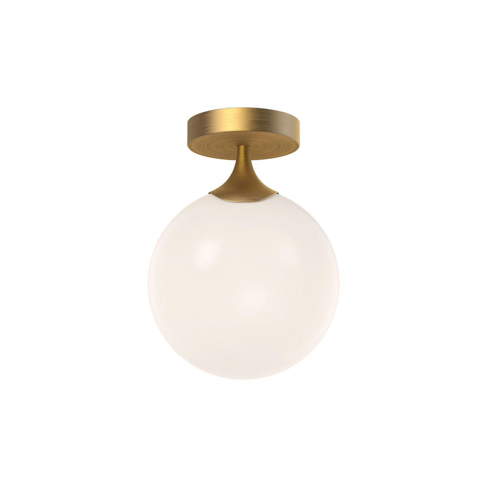 Nouveau 8-in Aged Gold/Opal Matte Glass 1 Light Flush Mount