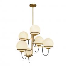 Alora Lighting CH458632AGOP - Alba 32-in Aged Brass/Opal Glass 6 Lights Chandelier