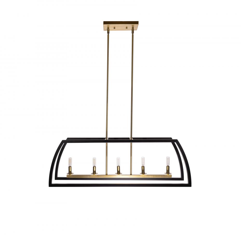 Segments - 5 Light Linear Pendant in Black