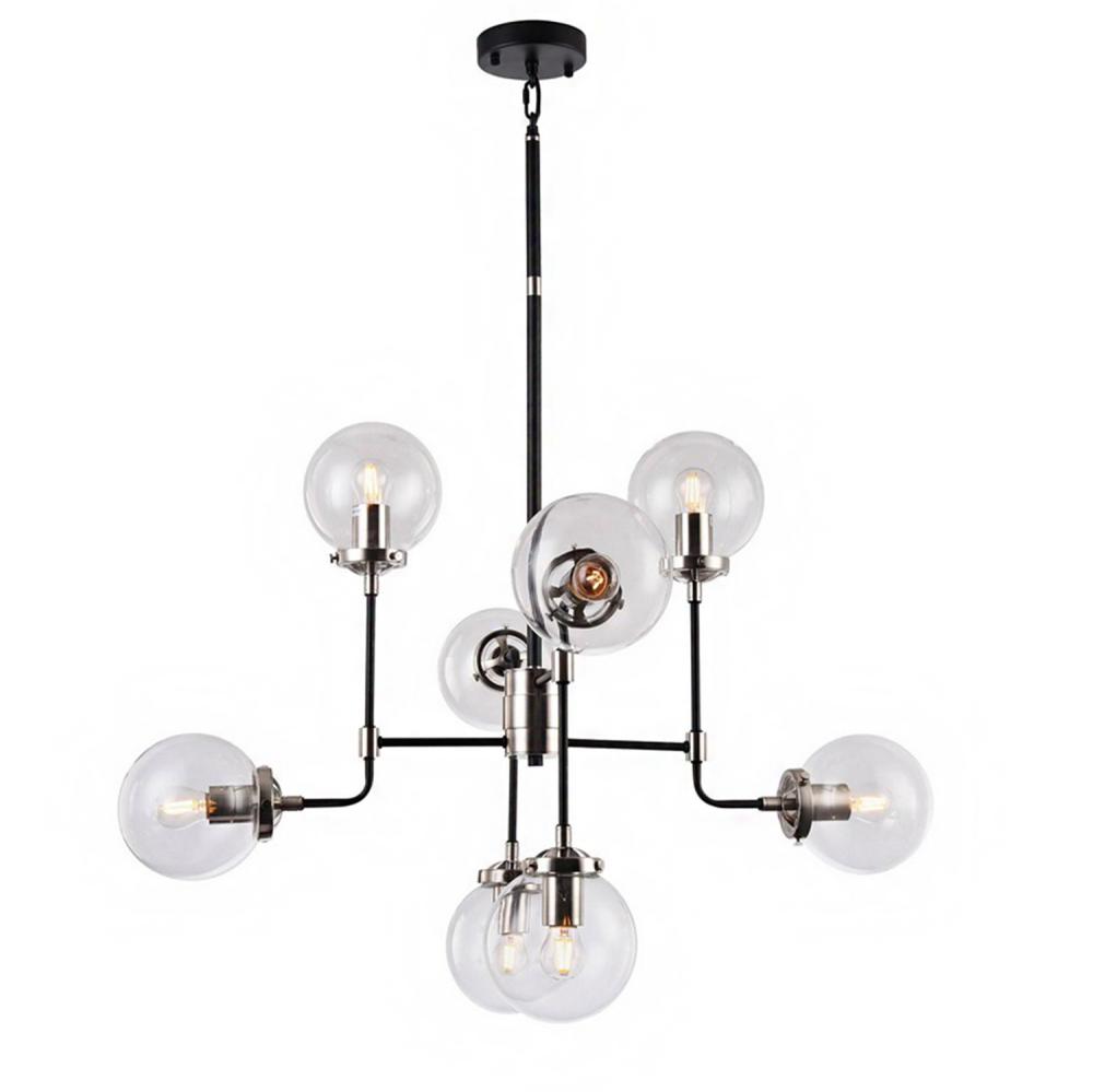 Polished Nickel & Black Chandelier