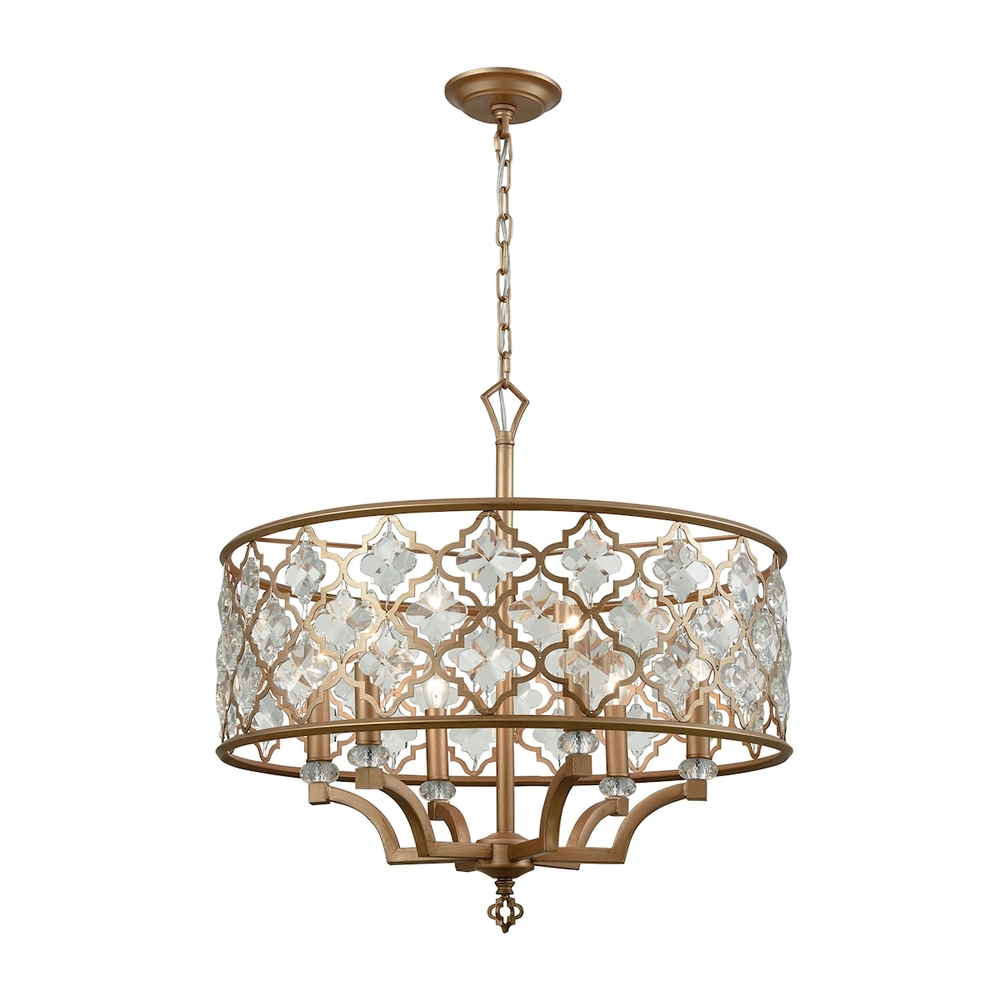 Armand 6-Light Chandelier in Matte Gold with Clear Crystals