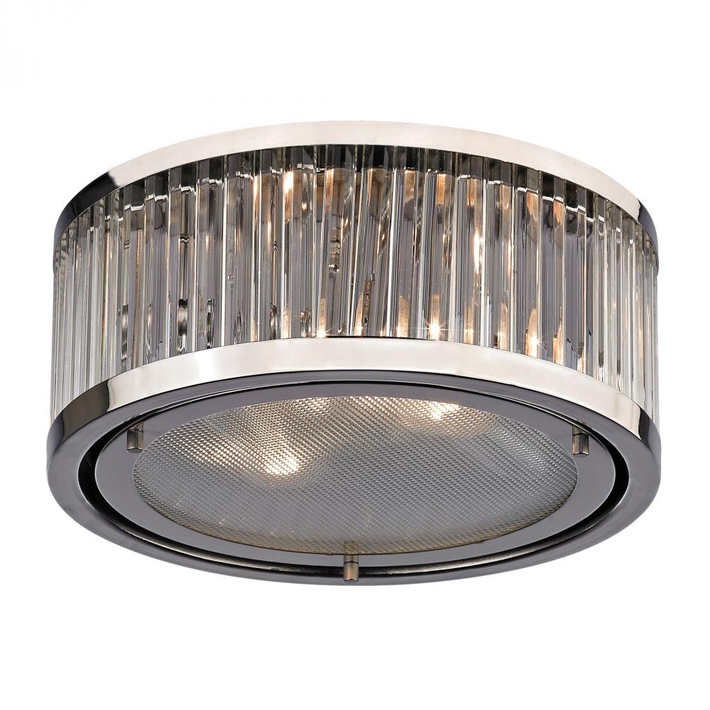 Linden Collection 2 light flush mount in Polished Nickel