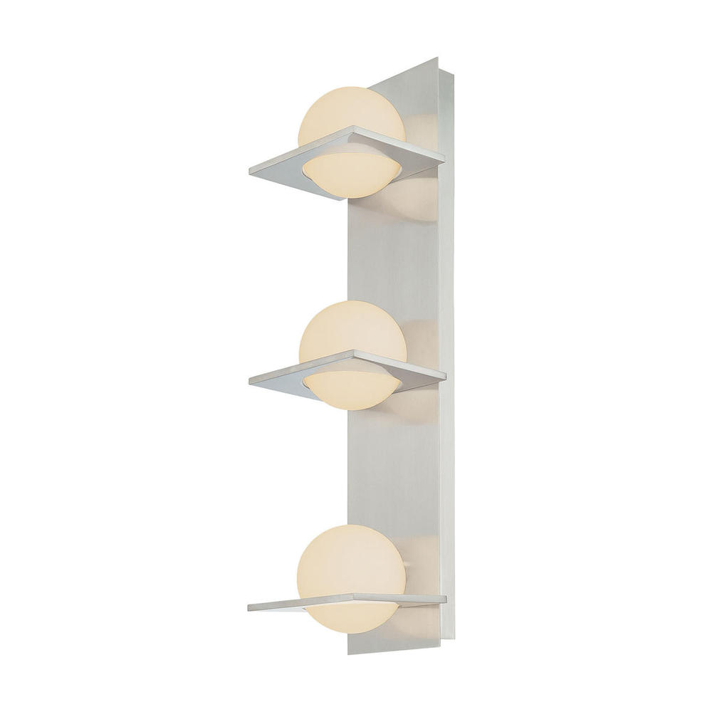 Orbit Triple Lamp Vertical Vanity with White Opal Round Glass and Chrome Finish